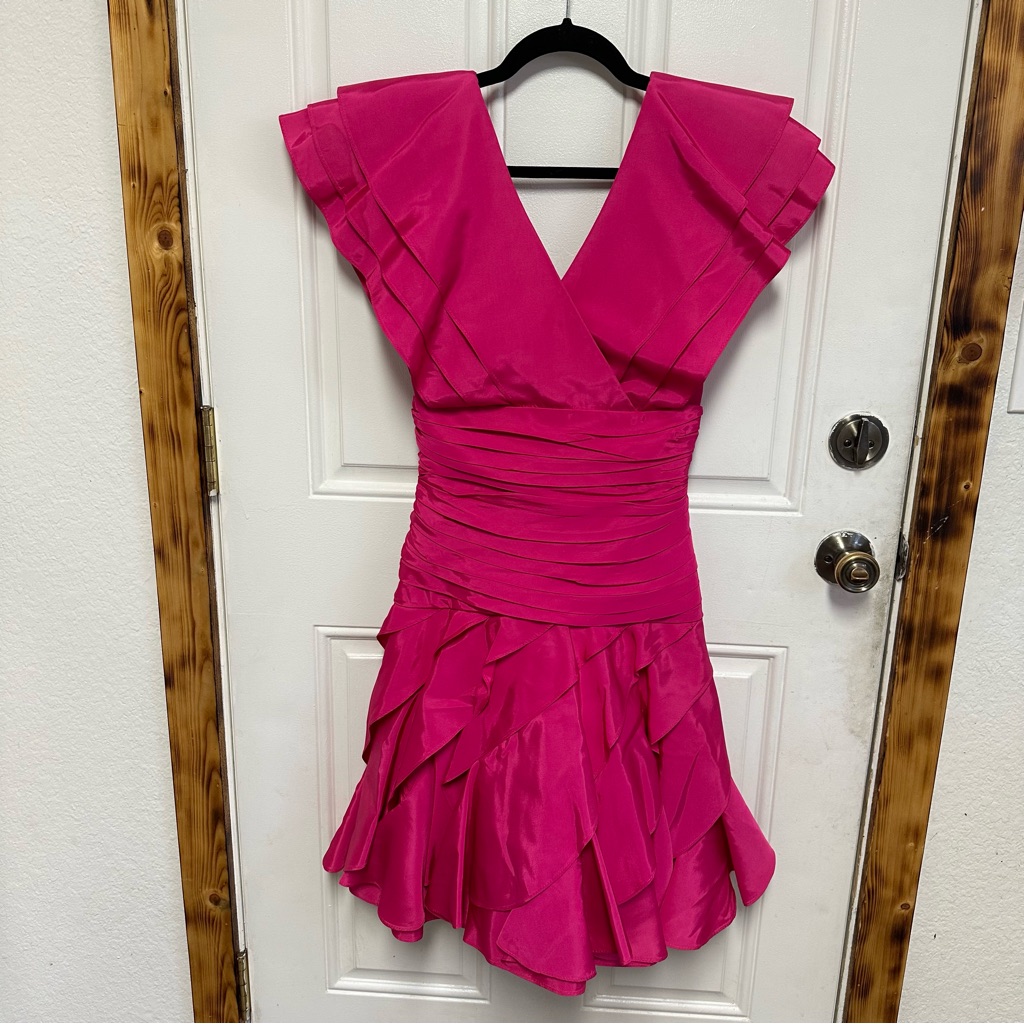 Vintage 1980’s Tadashi Shoji Designer Tafetta Party Dress Size 6, Flaws